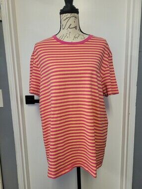 J.Crew Striped Colorful 100% Cotton Nautical Preppy Boyfriend Style T-shirt XL